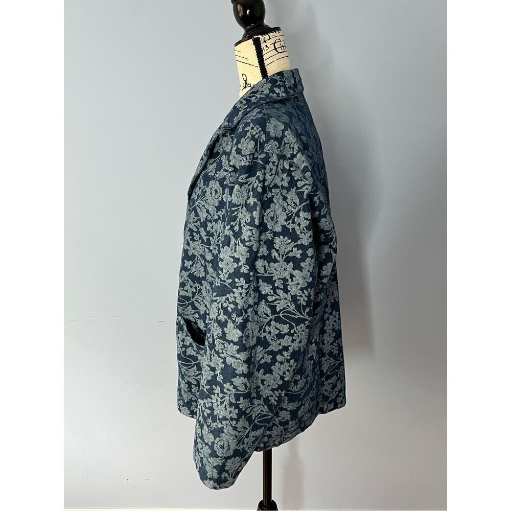 Retro Tudor Court Women’s L Blue Floral Button Up Denim Blazer - Picture 9 of 9